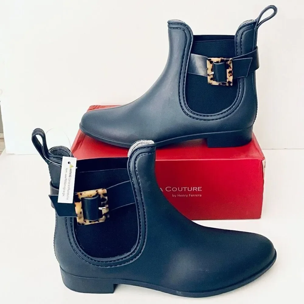 New in Box Sz 8 Ferrera Couture by Henry Ferrera Clarity-10 Rain Booties Boots